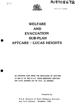 Welfare and Evacuation Sub-Plan Aptcare - Lucas Heights