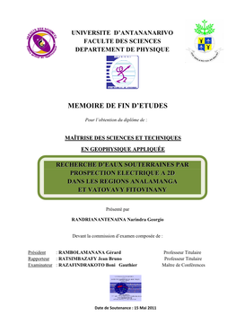 Memoire De Fin D'etudes