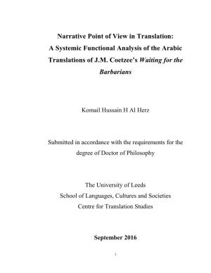 Narrative Point of View in Translation: a Systemic Functional Analysis of the Arabic Translations of J.M