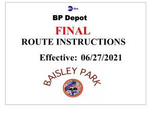 ROUTE INSTRUCTIONS Effective: 06/27/2021 Route Instructions for BAISLEY PARK DEPOT Q64 Weekday Operations Planning