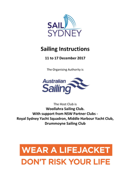 Sail Sydney Sailing Instructions
