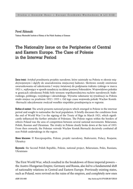 The Nationality Issue on the Peripheries of Central and Eastern Europe