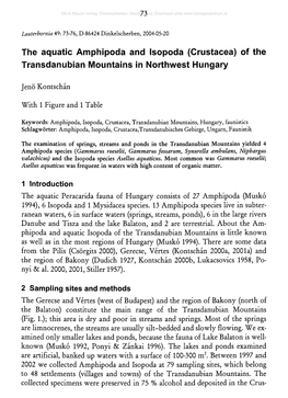 The Aquatic Amphipoda and Isopoda (Crustacea) of the Transdanubian Mountains in Northwest Hungary