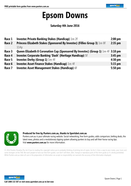 Epsom Downs Printable Form Guide