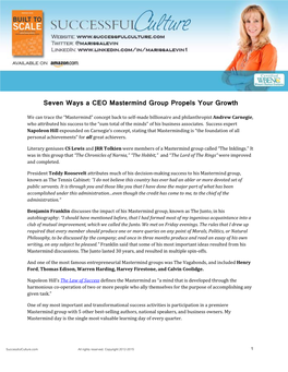 And How to Avoid Them Seven Ways a CEO Mastermind Group Propels Your Growth
