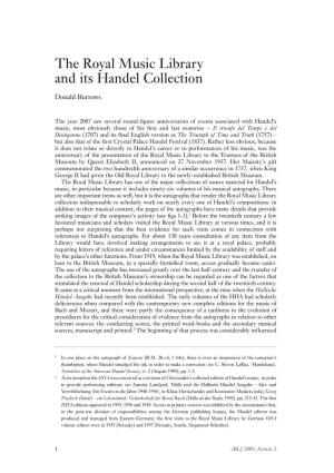 The Royal Music Library and Its Handel Collection