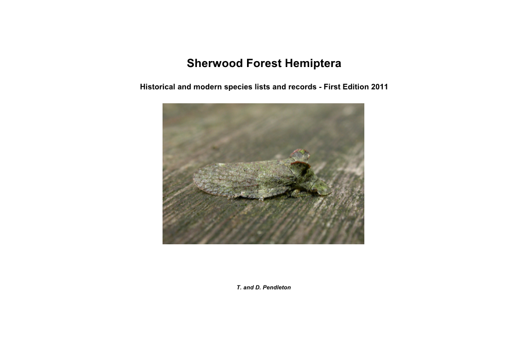 Sherwood Forest Hemiptera Species List