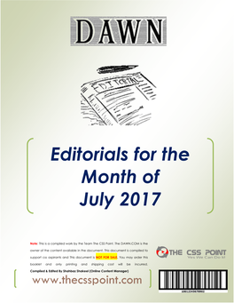 Editorials for the Month of July 2017