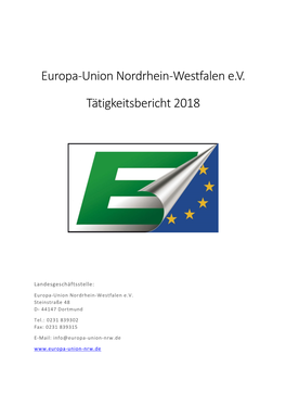 Europa-Union Nordrhein-Westfalen E.V. Tätigkeitsbericht 2018