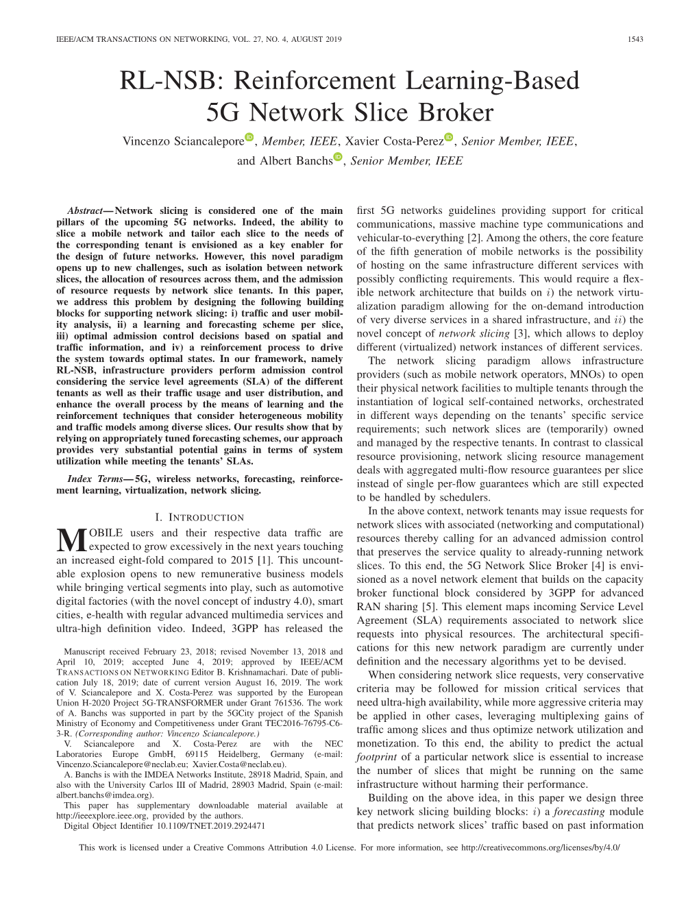 RL-NSB: Reinforcement Learning-Based 5G Network Slice Broker
