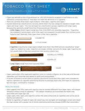 Tobacco Fact Sheet- Cigars, Cigarillos, and Little Cigars