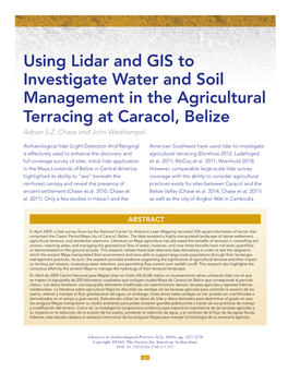 Using Lidar and GIS to Investigate Water and Soil Management in the Agricultural Terracing at Caracol, Belize Adrian S.Z