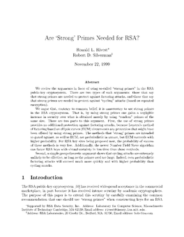 Are `Strong' Primes Needed for RSA? 1 Introduction