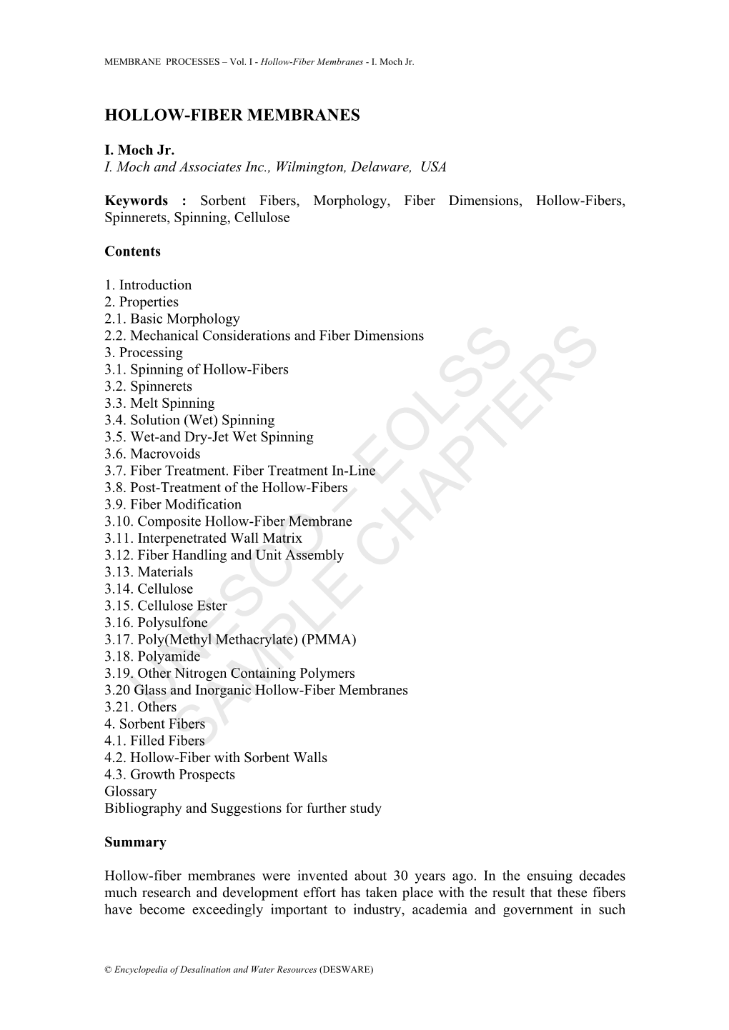 Hollow-Fiber Membranes - I