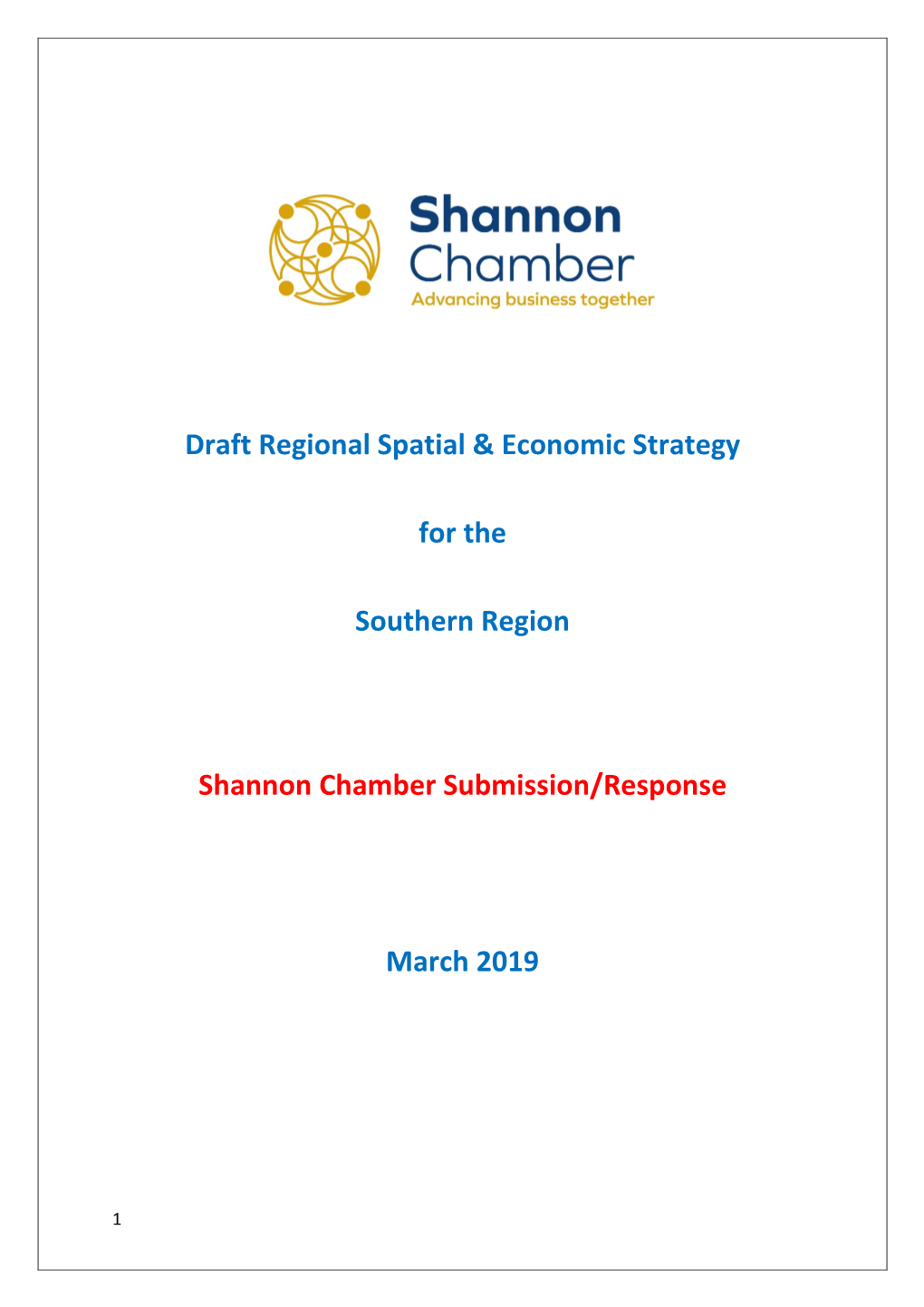 Draft Regional Spatial & Economic Strategy for the Southern Region