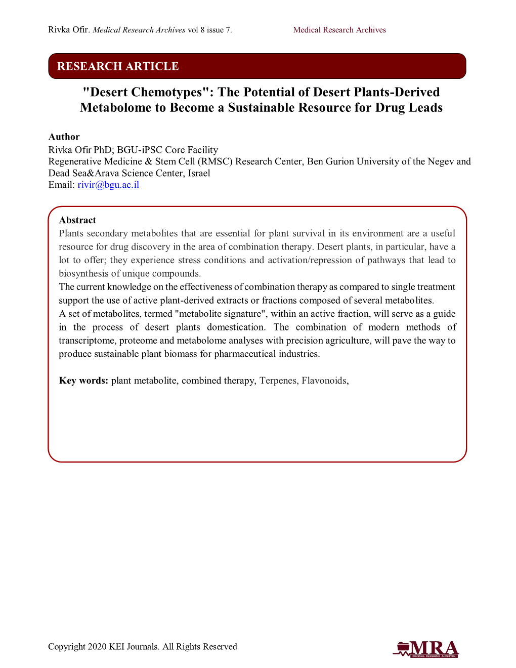 Desert Chemotypes": the Potential of Desert Plants-Derived Metabolome to Become a Sustainable Resource for Drug Leads