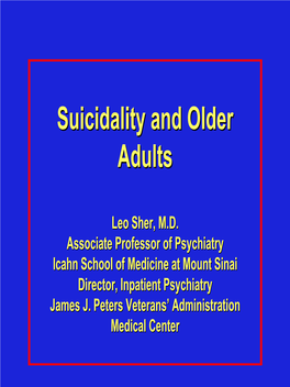 Suicidality and Older Adults