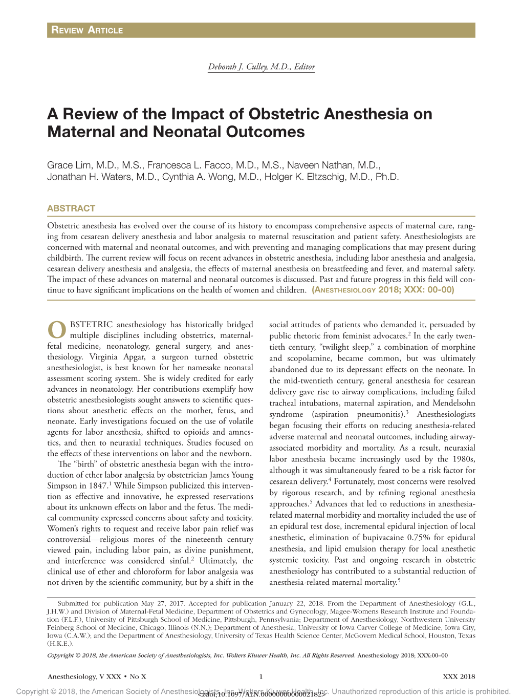 A Review Of The Impact Of Obstetric Anesthesia On Maternal And Neonatal ...