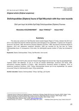 Dolichopodidae (Diptera) Fauna of Spil Mountain with Four New Records