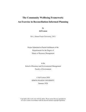 The Community Wellbeing Framework: an Exercise in Reconciliation-Informed Planning