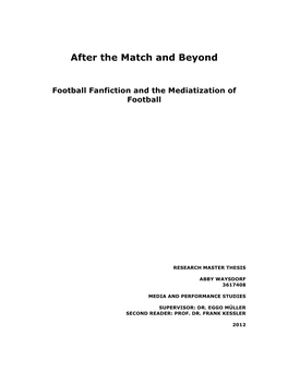 After the Match and Beyond Football Fanfiction and the Mediatization Of