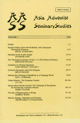 Asia Adventist Seminary Studies for 2000