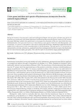 A New Genus and Three New Species of Hysteriaceous Ascomycetes from the Semiarid Region of Brazil