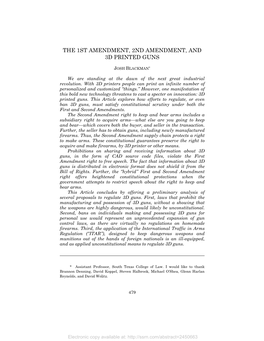 The 1St Amendment, 2Nd Amendment, and 3D Printed Guns