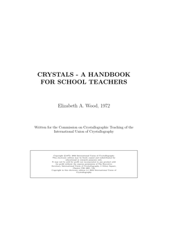 Crystals - a Handbook for School Teachers