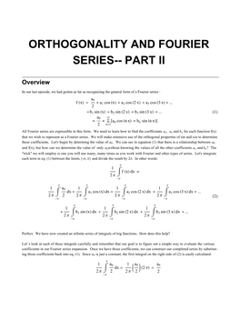 Orthogonality and Fourier Series-- Part Ii