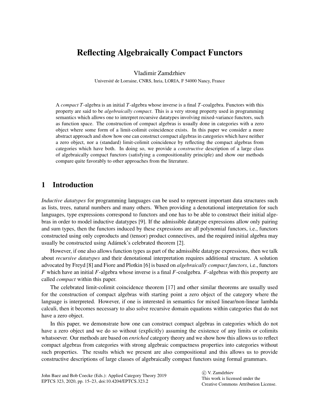 Reflecting Algebraically Compact Functors