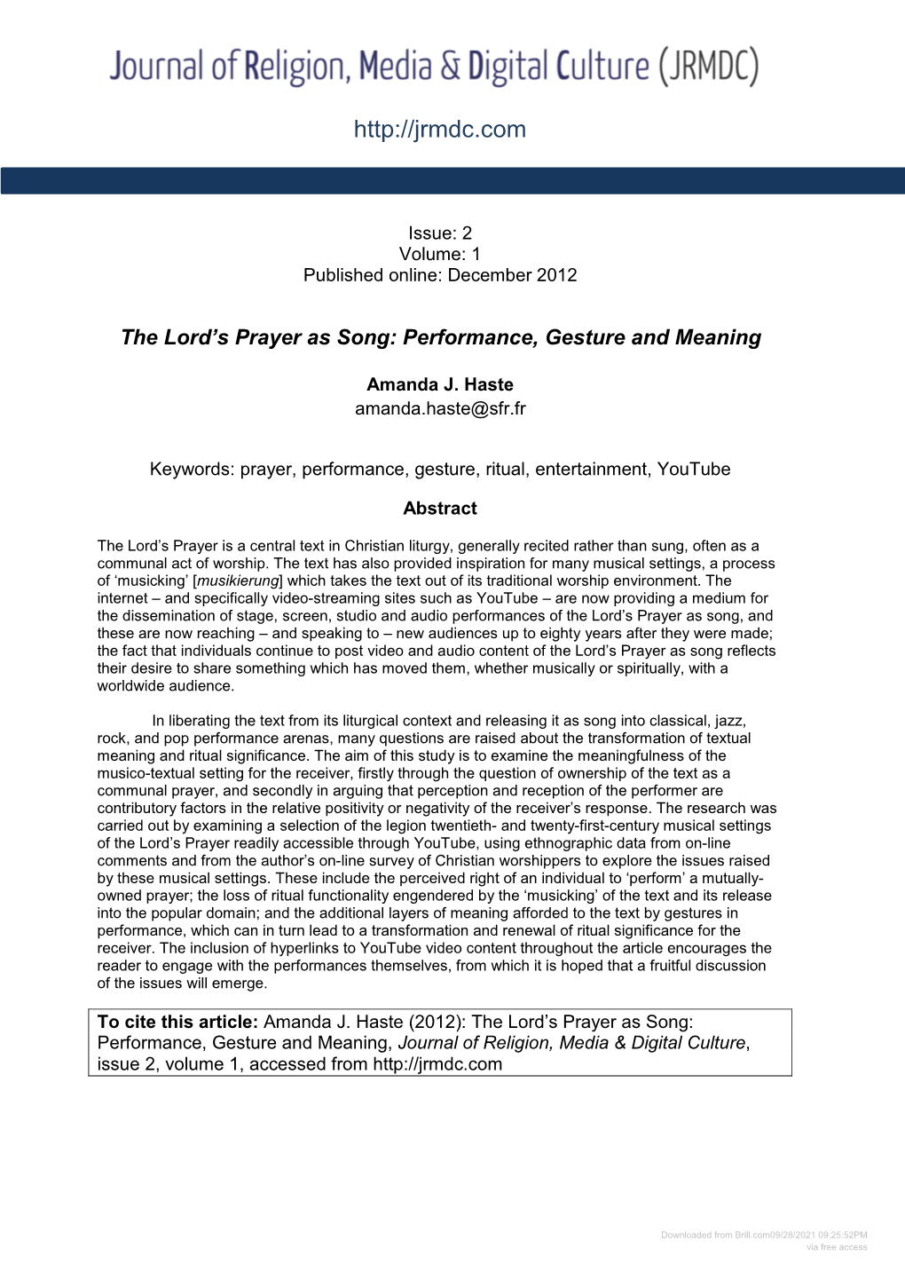 Downloaded from Brill.Com09/28/2021 09:25:52PM Via Free Access 1 of 38