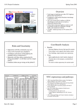 The Cross-Bronx Expressway Overview Risks and Uncertainty