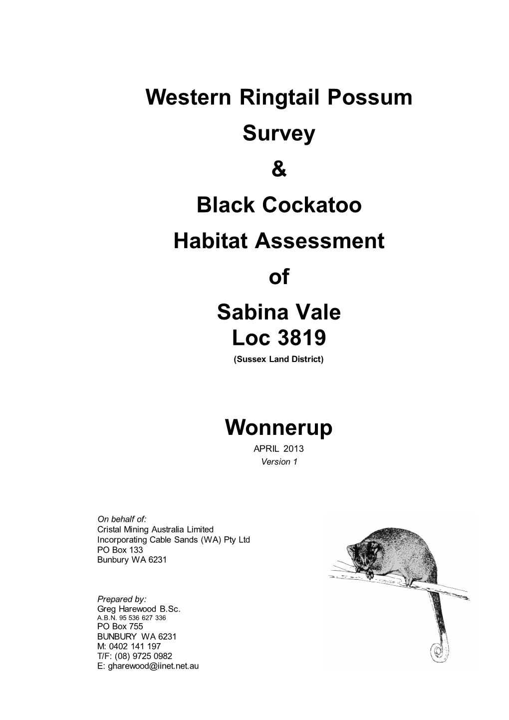 Western Ringtail Possum Survey & Black Cockatoo Habitat