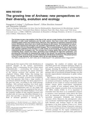 The Growing Tree of Archaea: New Perspectives on Their Diversity, Evolution and Ecology