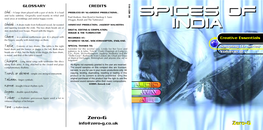Zero-G Spices of India CD Booklet