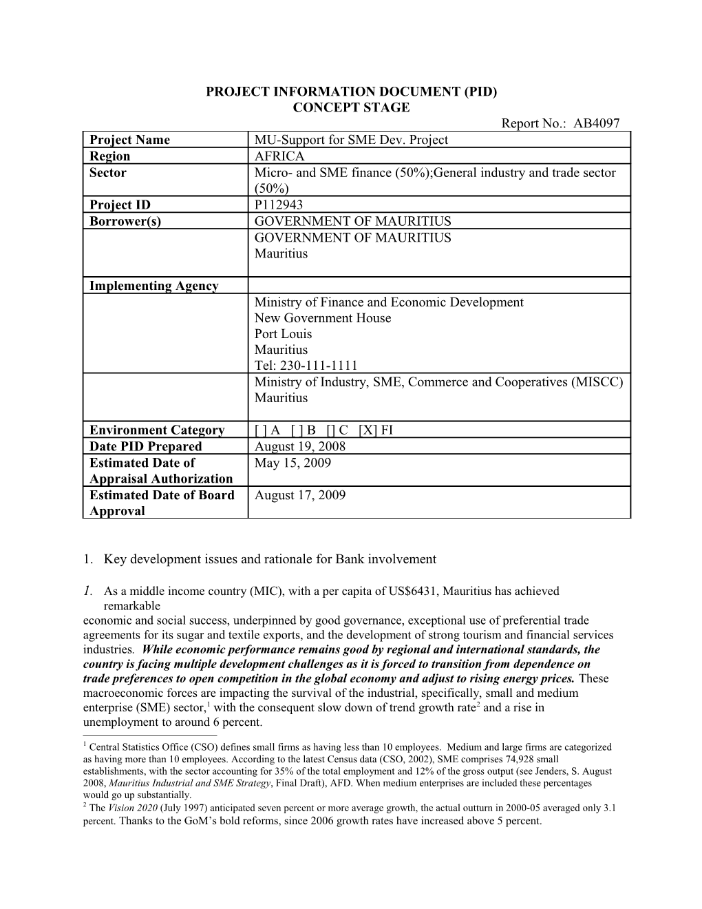 Project Information Document (Pid) s10