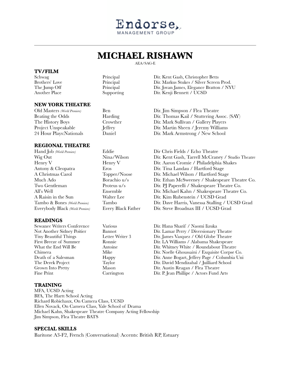 Michael Rishawn Resume