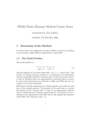 PE281 Finite Element Method Course Notes