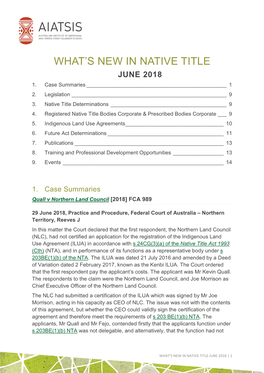 What's New in Native Title