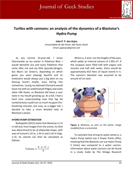Turtles with Cannons: an Analysis of the Dynamics of a Blastoise's Hydro