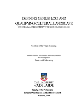 Defining Genius Loci and Qualifying Cultural Landscape of the Minahasa Ethnic Community in the North Sulawesi, Indonesia