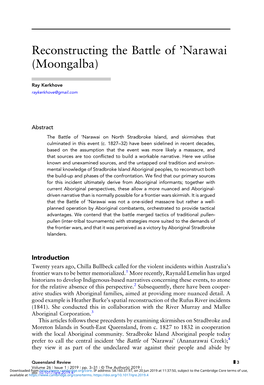 Reconstructing the Battle of 'Narawai (Moongalba)