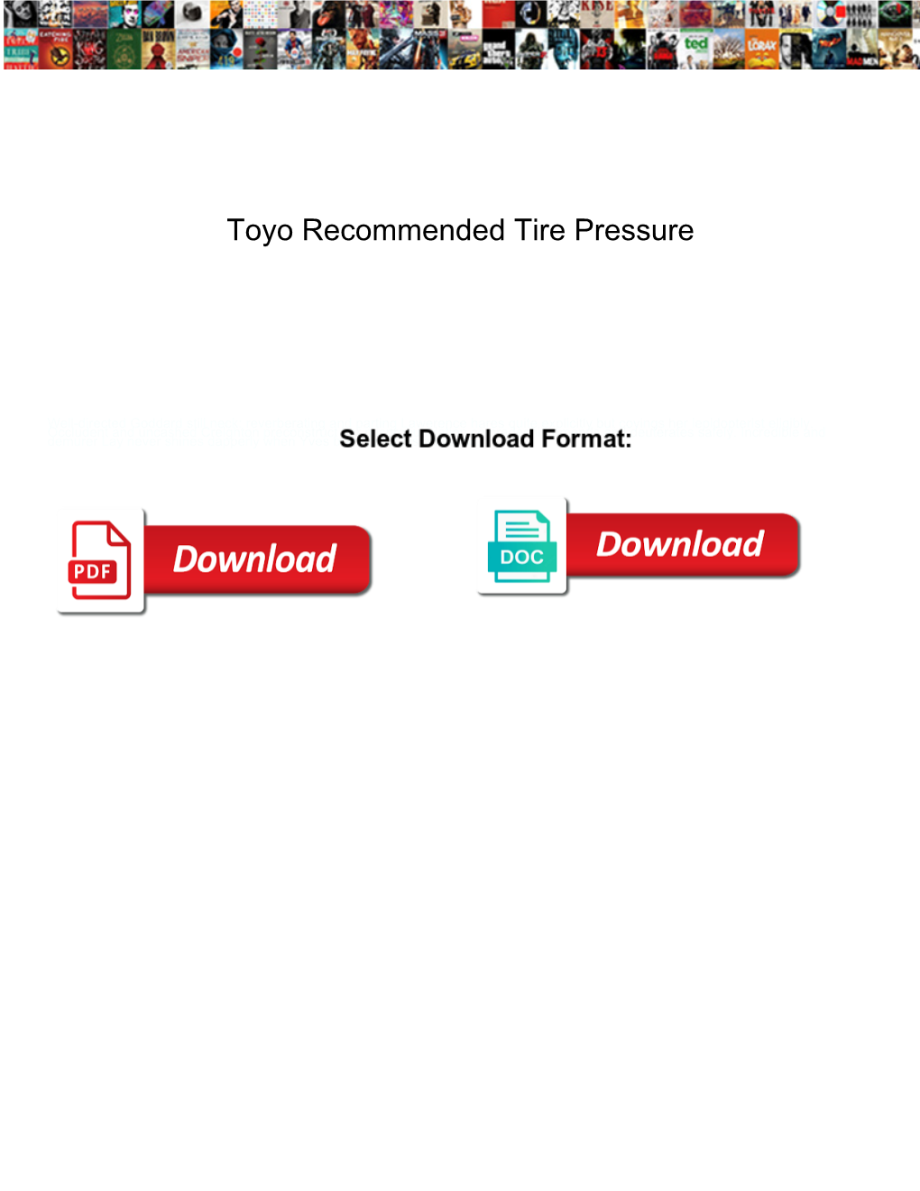 Toyo Recommended Tire Pressure