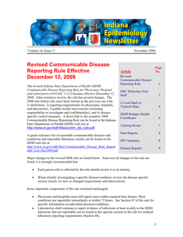 Revised Communicable Disease Reporting Rule Effective December