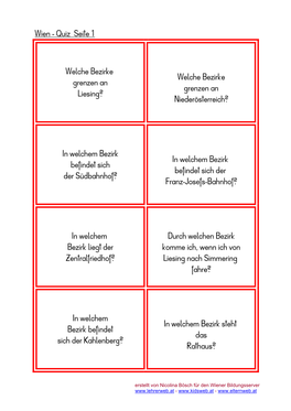 Wien * Quiz Seite 1 Welche Bezirke Grenzen an Liesing?