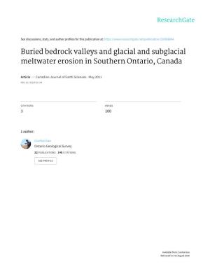 Buried Bedrock Valleys and Glacial and Subglacial Meltwater Erosion in Southern Ontario, Canada