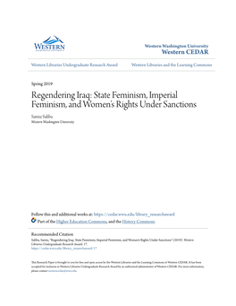 Regendering Iraq: State Feminism, Imperial Feminism, and Women's Rights Under Sanctions