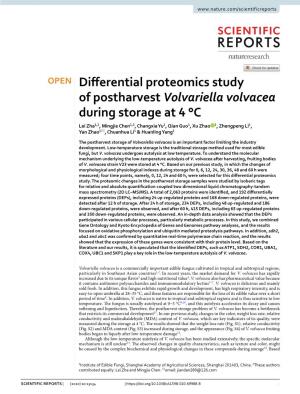 Differential Proteomics Study of Postharvest Volvariella Volvacea