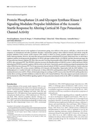 Protein Phosphatase 2A and Glycogen Synthase Kinase 3